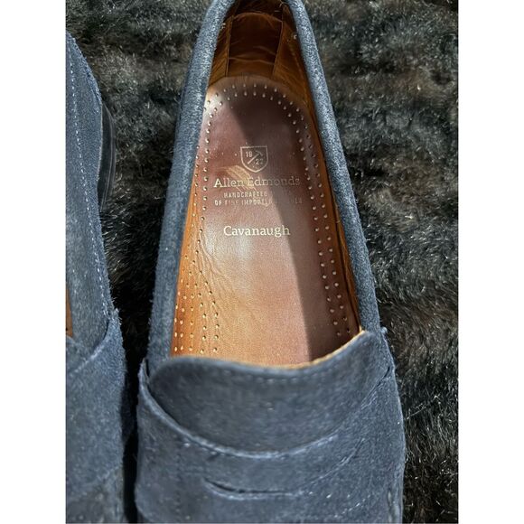Allen Edmonds cavanaugh blue suede penny loafers 10.5 D